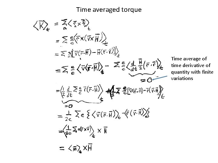 Time averaged torque Time average of time derivative of quantity with finite variations 