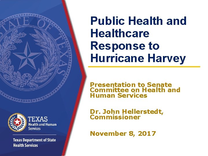 Public Health and Healthcare Response to Hurricane Harvey Presentation to Senate Committee on Health