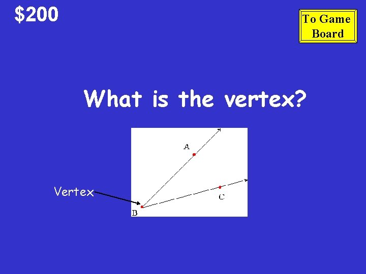 $200 To Game Board What is the vertex? Vertex 