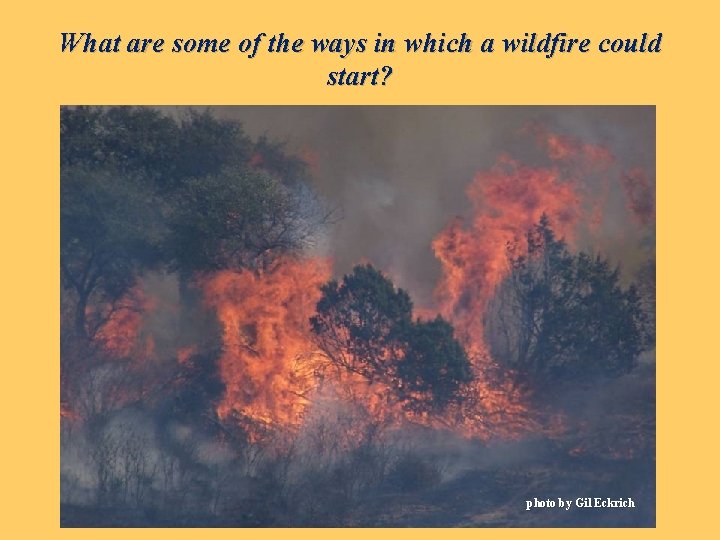 What are some of the ways in which a wildfire could start? photo by