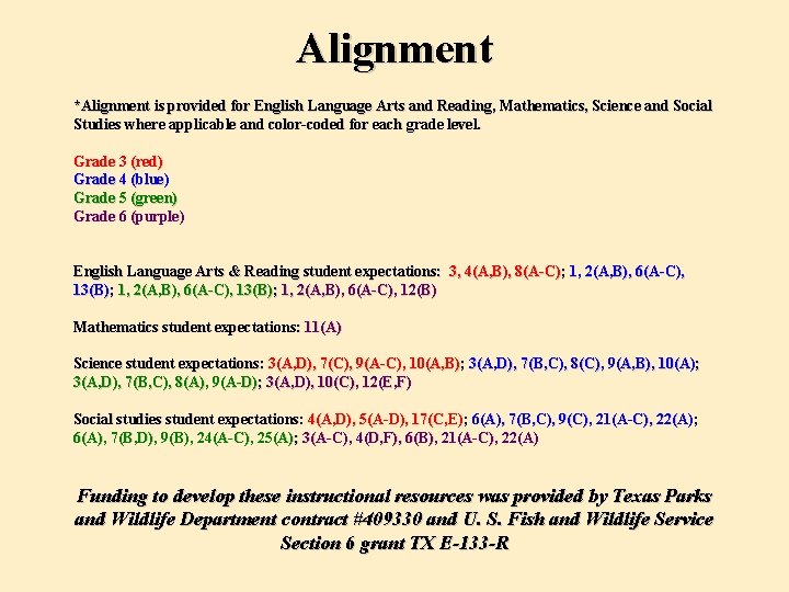 Alignment *Alignment is provided for English Language Arts and Reading, Mathematics, Science and Social