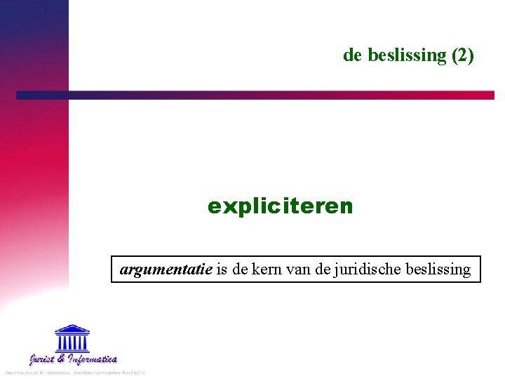 de beslissing (2) expliciteren argumentatie is de kern van de juridische beslissing 