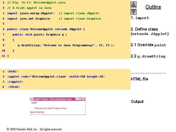 1 // Fig. 24. 13: Welcome. Applet. java 2 // A first applet in