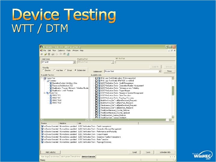 Device Testing WTT / DTM 