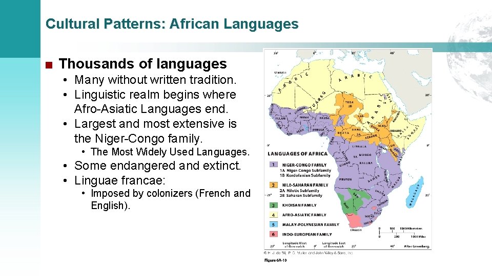 Cultural Patterns: African Languages ■ Thousands of languages • Many without written tradition. •