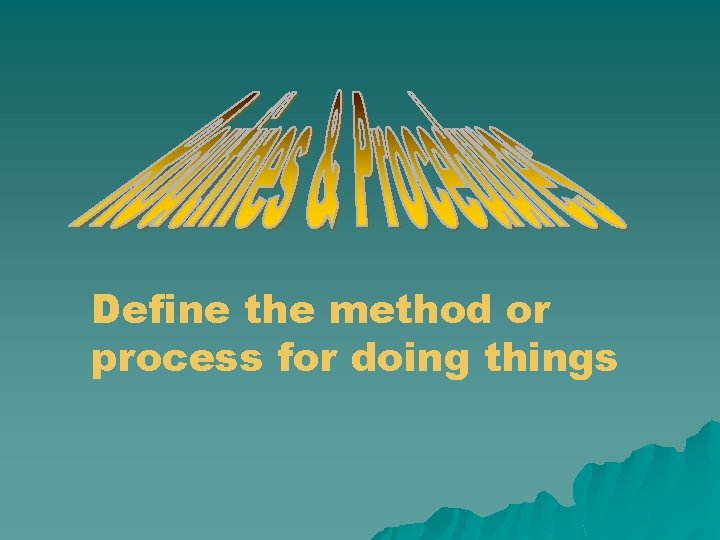 Define the method or process for doing things 