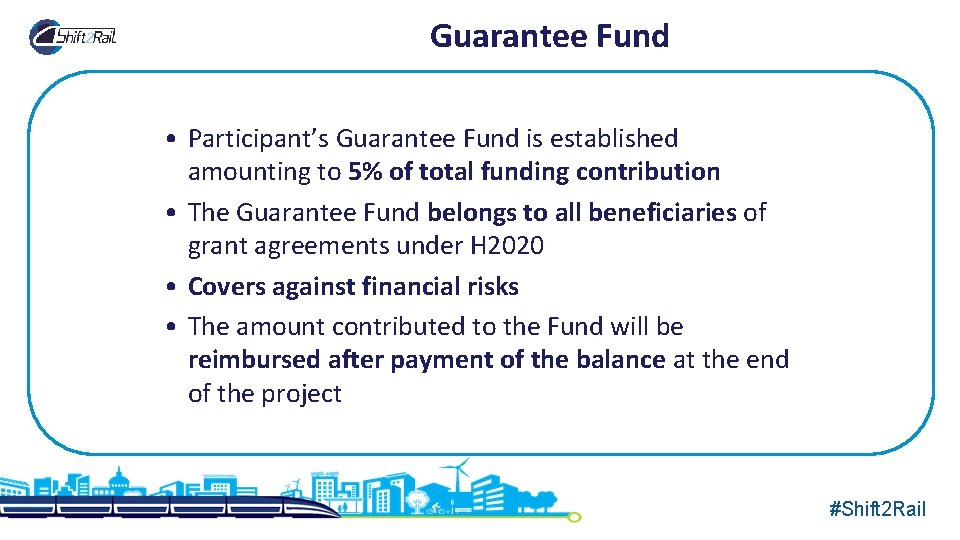 Guarantee Fund • Participant’s Guarantee Fund is established amounting to 5% of total funding