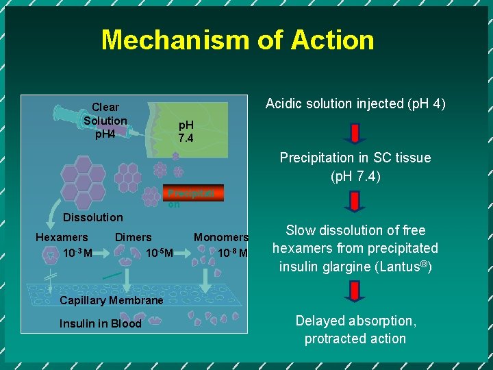Mechanism of Action Acidic solution injected (p. H 4) Clear Solution p. H 4