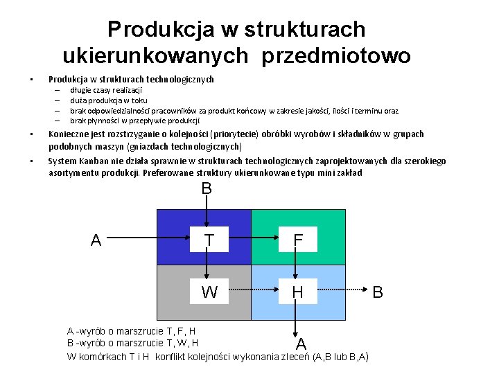 Produkcja w strukturach ukierunkowanych przedmiotowo • Produkcja w strukturach technologicznych – – • •