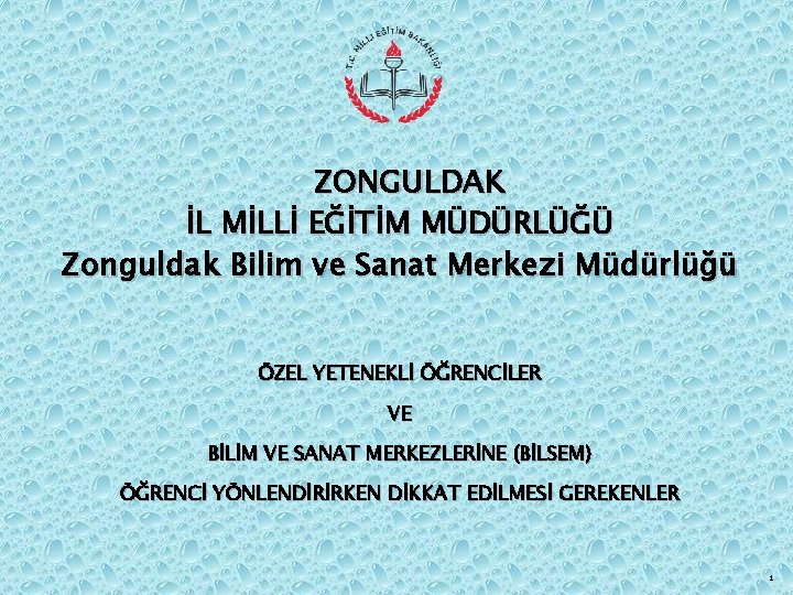 ZONGULDAK İL MİLLİ EĞİTİM MÜDÜRLÜĞÜ Zonguldak Bilim ve Sanat Merkezi Müdürlüğü ÖZEL YETENEKLİ ÖĞRENCİLER