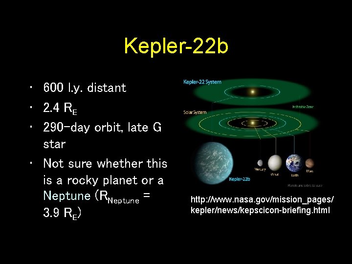 Kepler-22 b • 600 l. y. distant • 2. 4 RE • 290 -day