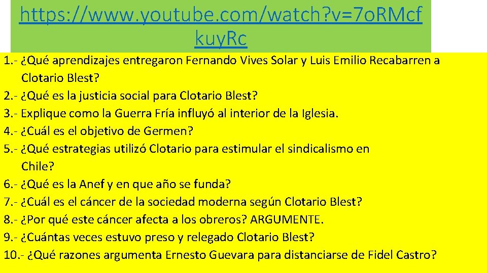 https: //www. youtube. com/watch? v=7 o. RMcf kuy. Rc 1. - ¿Qué aprendizajes entregaron