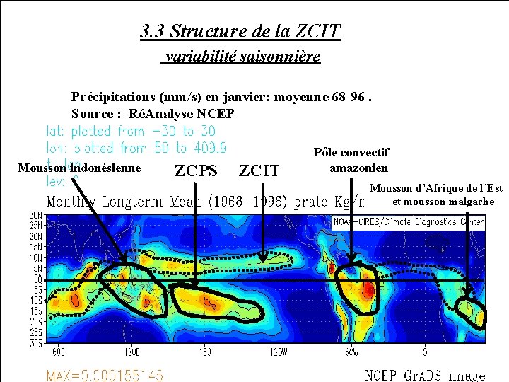 3. 3 Structure de la ZCIT variabilité saisonnière Précipitations (mm/s) en janvier: moyenne 68