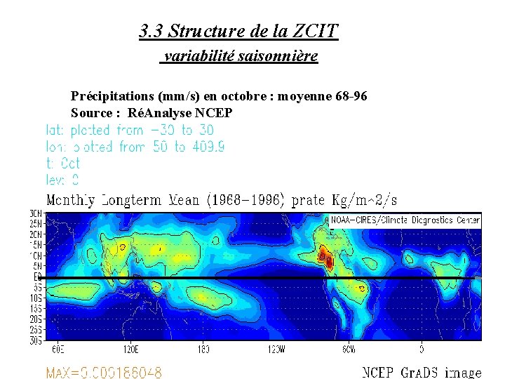 3. 3 Structure de la ZCIT variabilité saisonnière Précipitations (mm/s) en octobre : moyenne