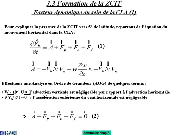 3. 3 Formation de la ZCIT Facteur dynamique au sein de la CLA (1)