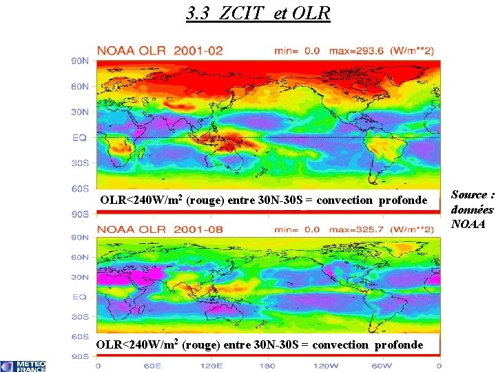 3. 3 ZCIT et OLR<240 W/m 2 (rouge) entre 30 N-30 S = convection