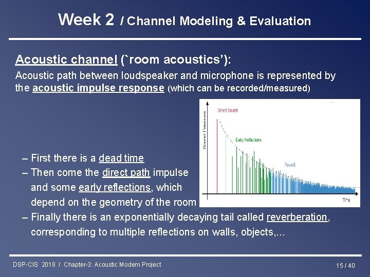 Week 2 / Channel Modeling & Evaluation Acoustic channel (`room acoustics’): Acoustic path between