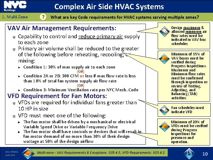 Complex Air Side HVAC Systems 1. Multi Zone ? What are key Code requirements