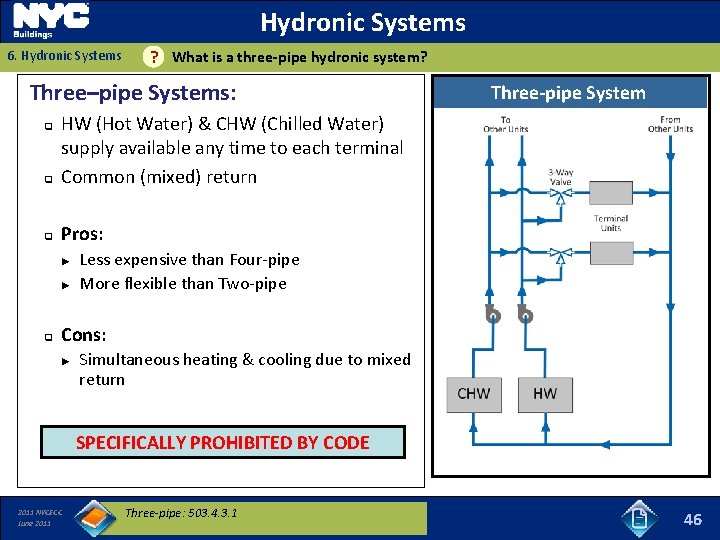 Hydronic Systems 6. Hydronic Systems What is a three-pipe hydronic system? ? Three–pipe Systems: