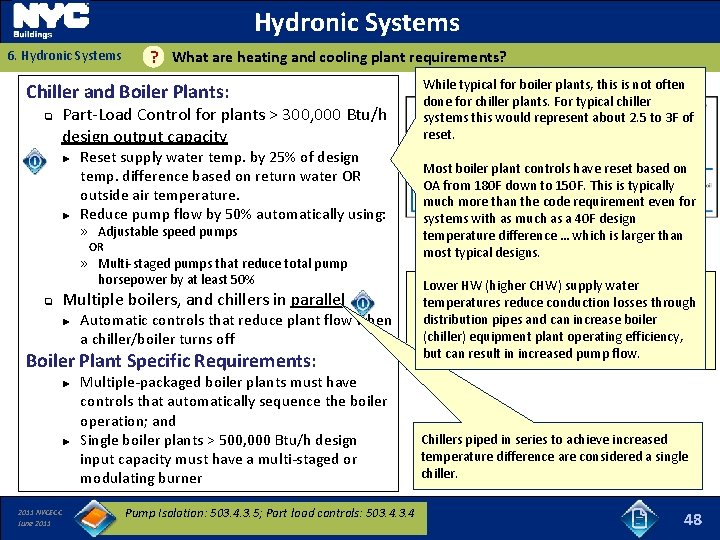 Hydronic Systems 6. Hydronic Systems What are heating and cooling plant requirements? ? Chiller
