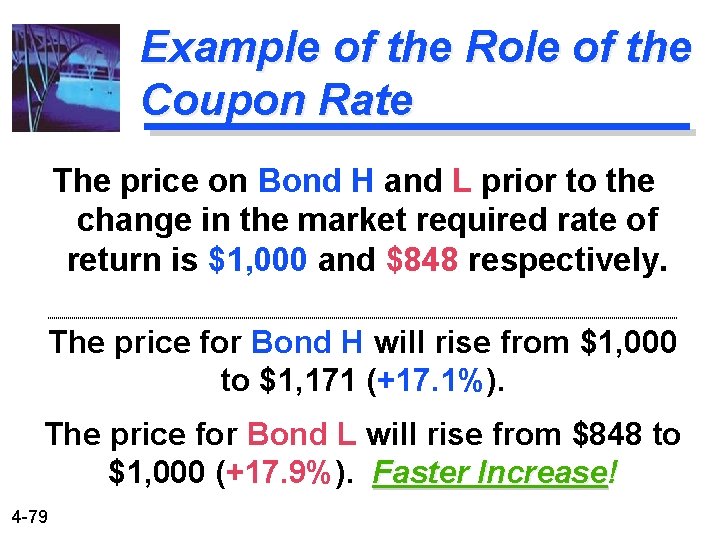 Example of the Role of the Coupon Rate The price on Bond H and