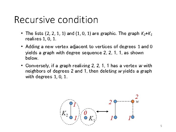 Recursive condition • The lists (2, 2, 1, 1) and (1, 0, 1) are