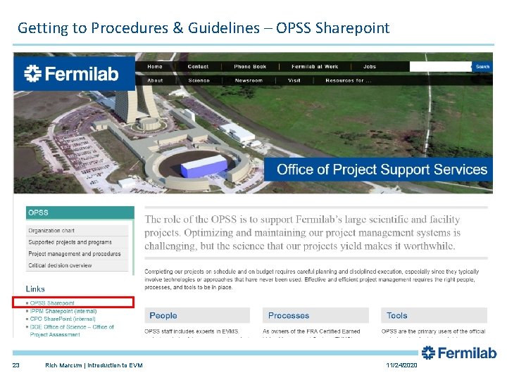 Getting to Procedures & Guidelines – OPSS Sharepoint 23 Rich Marcum | Introduction to