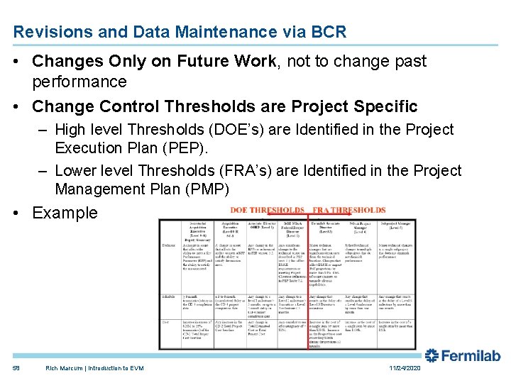 Revisions and Data Maintenance via BCR • Changes Only on Future Work, not to