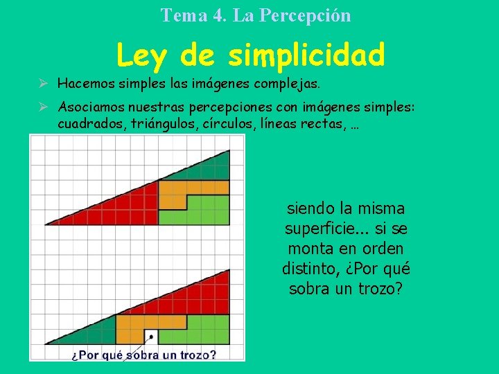 Tema 4. La Percepción Ley de simplicidad Ø Hacemos simples las imágenes complejas. Ø