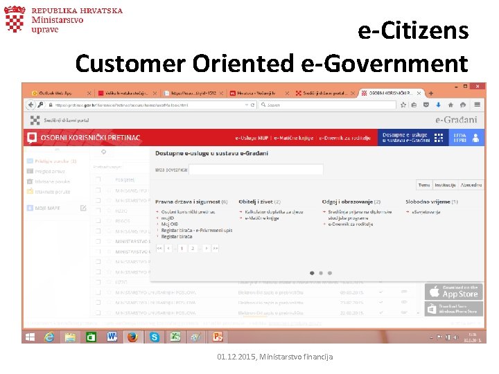 e-Citizens Customer Oriented e-Government 01. 12. 2015, Ministarstvo financija 