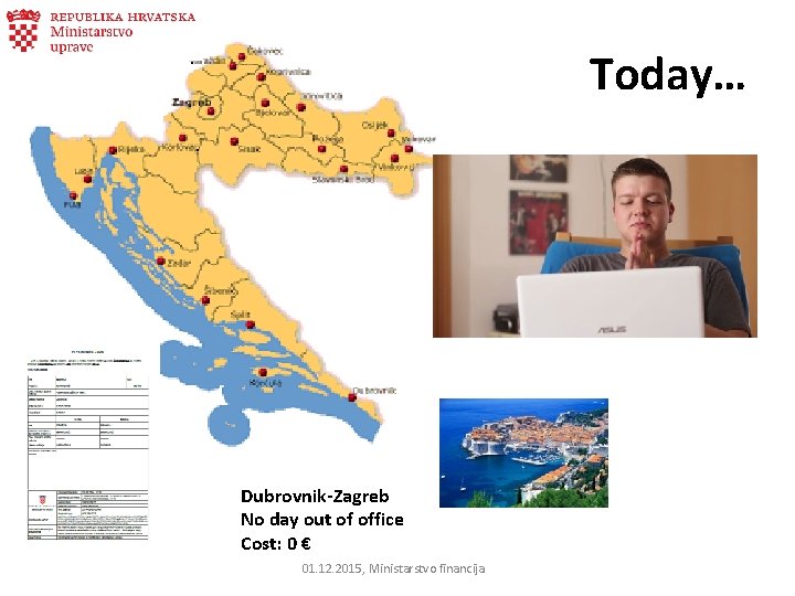 Today… Dubrovnik-Zagreb No day out of office Cost: 0 € 01. 12. 2015, Ministarstvo