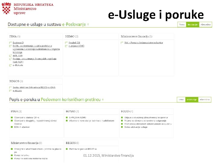 e-Usluge i poruke 01. 12. 2015, Ministarstvo financija 