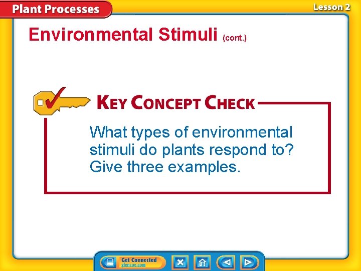 Environmental Stimuli (cont. ) What types of environmental stimuli do plants respond to? Give