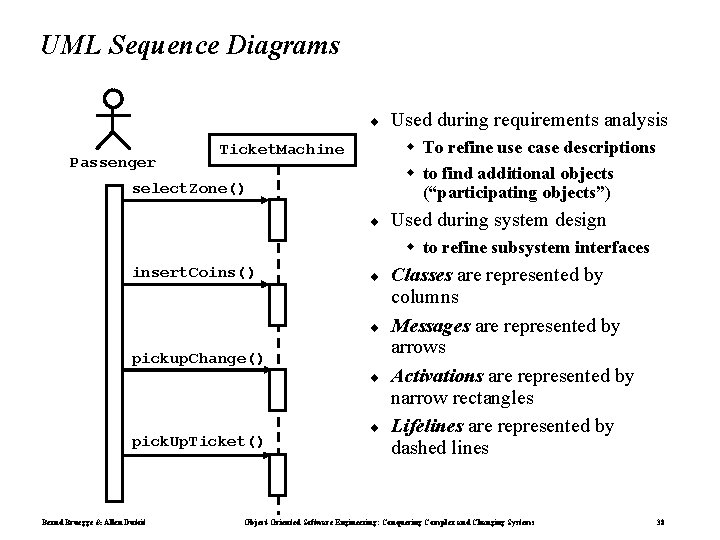 UML Sequence Diagrams ¨ Passenger Used during requirements analysis w To refine use case