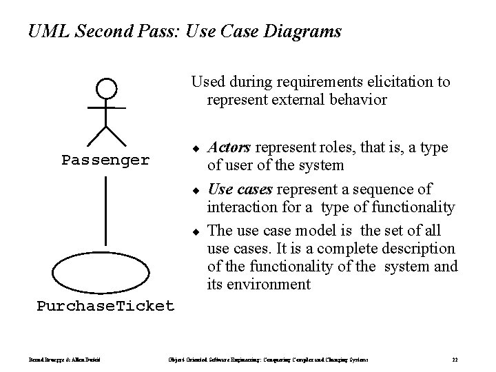 UML Second Pass: Use Case Diagrams Used during requirements elicitation to represent external behavior