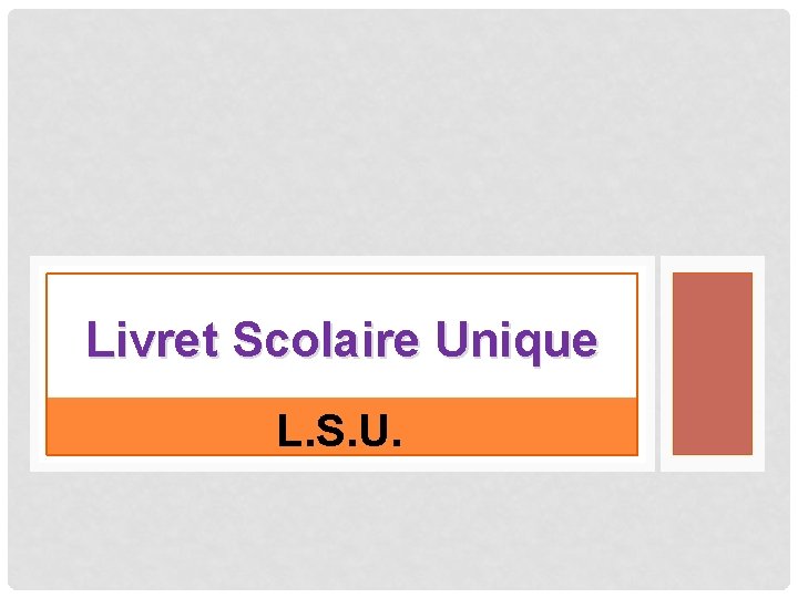 Livret Scolaire Unique L. S. U. 
