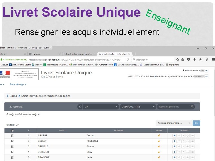 Livret Scolaire Unique Ense Renseigner les acquis individuellement ign ant 