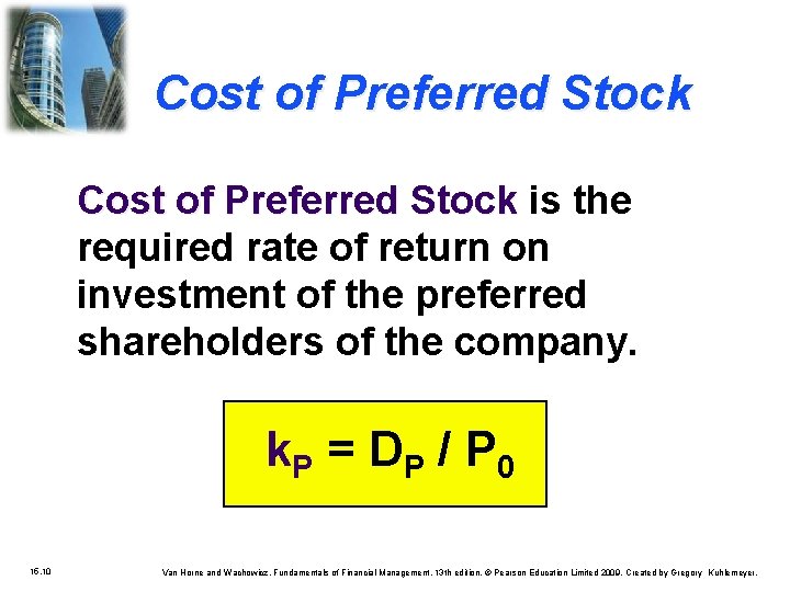 Cost of Preferred Stock is the required rate of return on investment of the