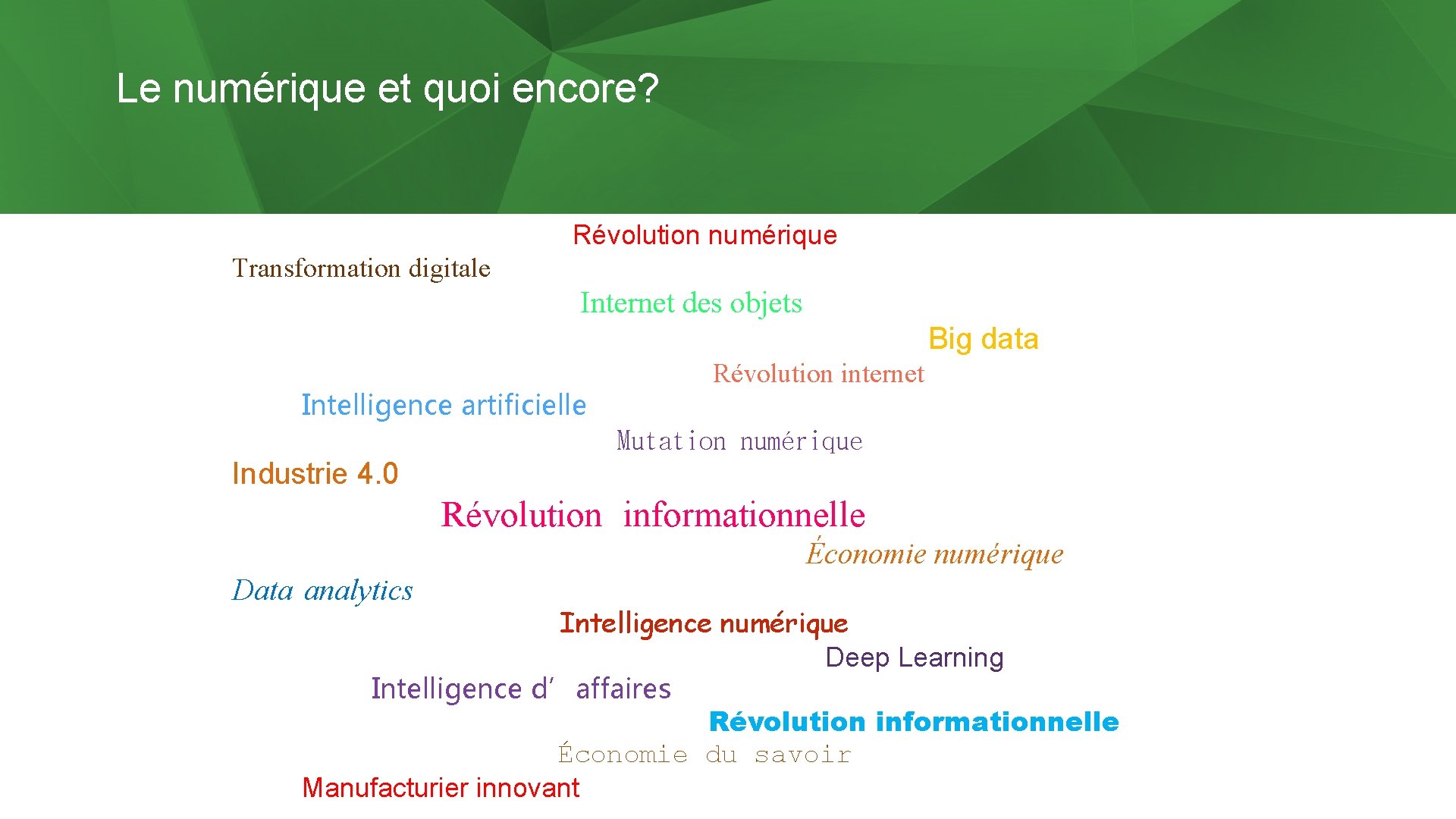 Le numérique et quoi encore? Révolution numérique Transformation digitale Internet des objets Big data