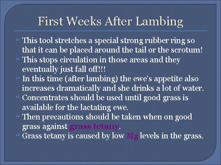 First Weeks After Lambing This tool stretches a special strong rubber ring so that