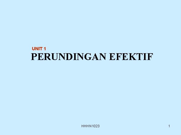 UNIT 1 PERUNDINGAN EFEKTIF HHHN 1023 1 