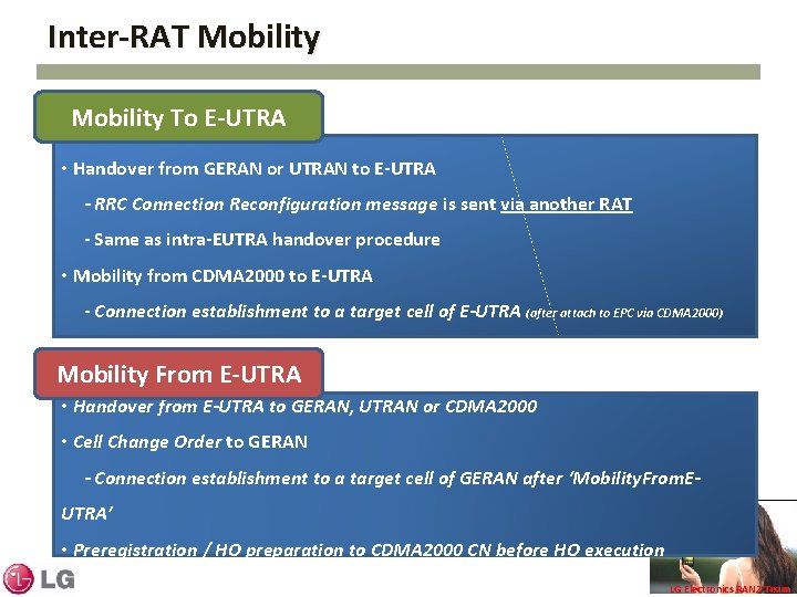 Inter-RAT Mobility To E-UTRA • Handover from GERAN or UTRAN to E-UTRA - RRC Inter-RAT Mobility To E-UTRA • Handover from GERAN or UTRAN to E-UTRA - RRC