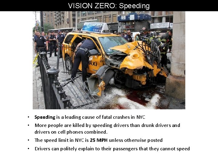 VISION ZERO: Speeding • Speeding is a leading cause of fatal crashes in NYC