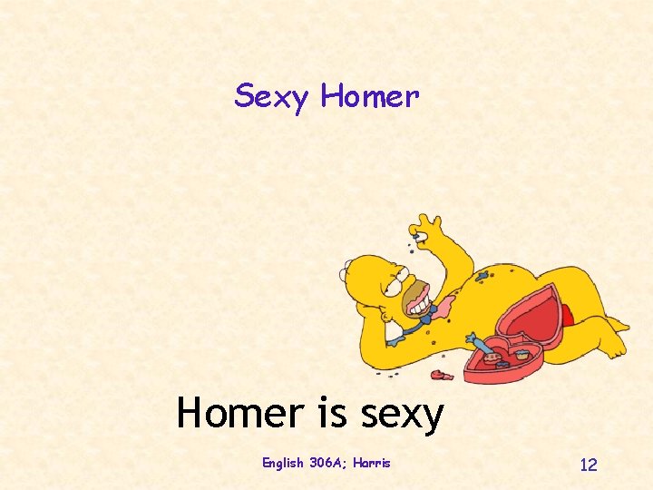 Sexy Homer is sexy English 306 A; Harris 12 