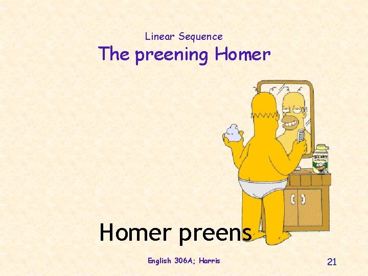 Linear Sequence The preening Homer preens English 306 A; Harris 21 