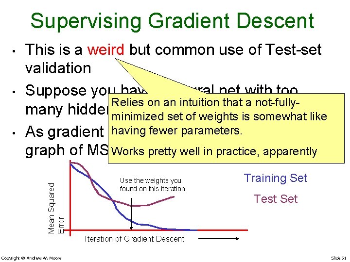 Supervising Gradient Descent • • Mean Squared Error • This is a weird but