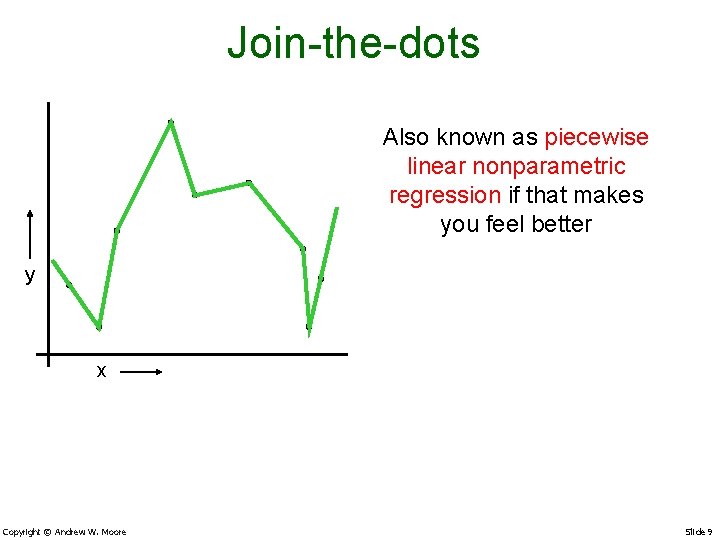 Join-the-dots Also known as piecewise linear nonparametric regression if that makes you feel better