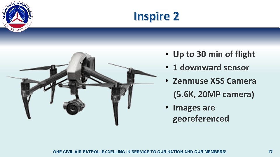 Inspire 2 • Up to 30 min of flight • 1 downward sensor •