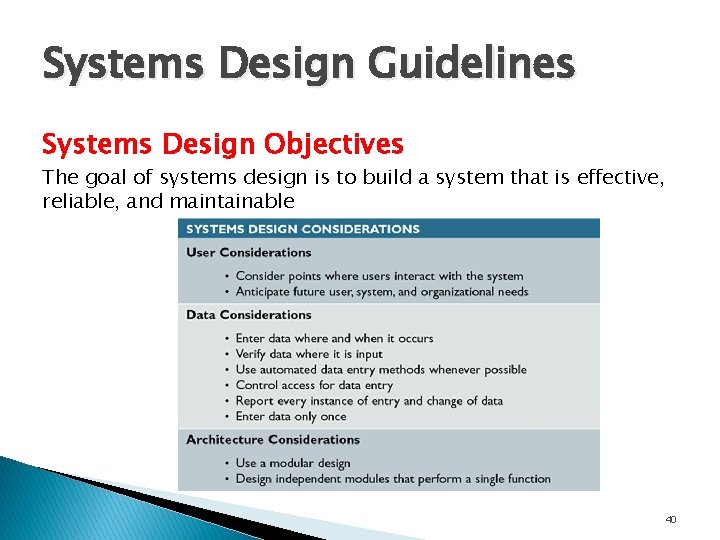 Systems Design Guidelines Systems Design Objectives The goal of systems design is to build Systems Design Guidelines Systems Design Objectives The goal of systems design is to build