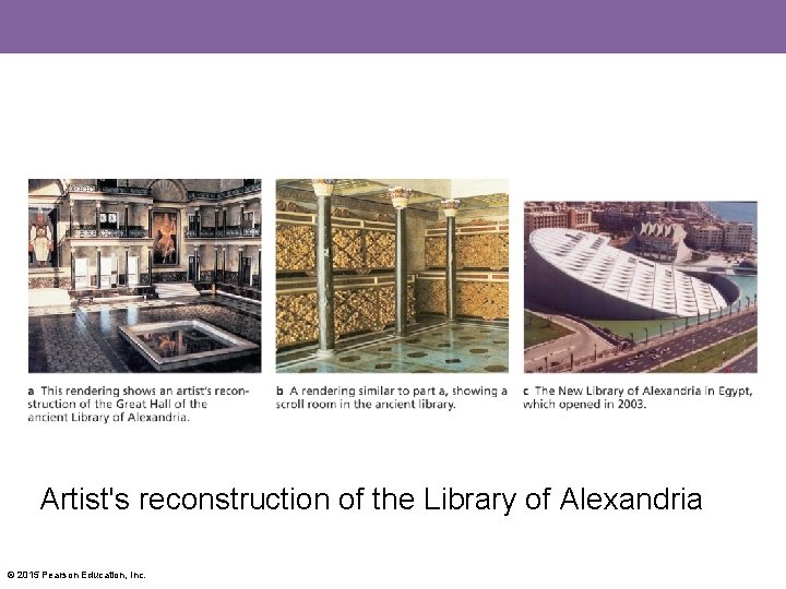 Artist's reconstruction of the Library of Alexandria © 2015 Pearson Education, Inc. 